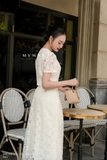 (3 màu) Chân váy Ren hoa dáng A xẻ sau