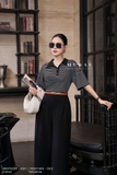 Áo cotton hoạ tiết kẻ ngang cổ Đức