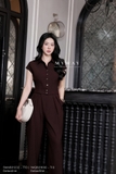 (2 màu) Quần baggy công sở xếp ly cạp