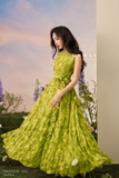 (2 màu) Đầm xòe maxi họa tiết hoa không tay