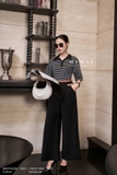Áo cotton hoạ tiết kẻ ngang cổ Đức