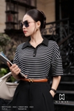 Áo cotton hoạ tiết kẻ ngang cổ Đức