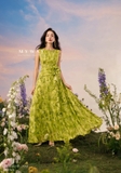 (2 màu) Đầm xòe maxi họa tiết hoa không tay