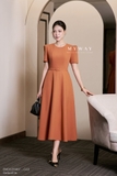 Đầm xòe rủ dáng cổ tròn phối tay ngắn