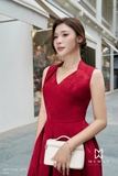Đầm xòe không tay cổ biến kiểu dài qua bắp