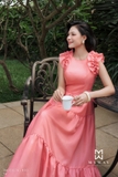 (2 màu) Đầm maxi ba tầng tay bèo trên mắt cá