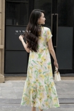 (3 màu) Đầm suông tay chờm dáng cổ Đức