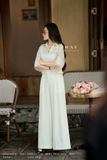 Áo suông croptop cổ sơ mi tay ngắn