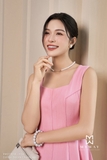 (2 màu) Đầm xòe dáng cổ biến kiểu dài qua bắp