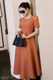 Đầm xòe rủ dáng cổ tròn phối tay ngắn