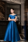 (4 màu) Đầm dự tiệc đỏ Taffeta trễ vai