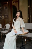Áo suông croptop cổ sơ mi tay ngắn