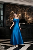 (4 màu) Đầm dự tiệc đỏ Taffeta trễ vai