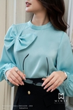 Áo sơ mi dáng suông phối cổ cách điệu