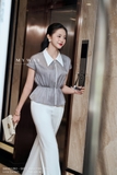 Áo sơ mi bo gấu dáng cổ Đức