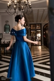 (4 màu) Đầm dự tiệc đỏ Taffeta trễ vai