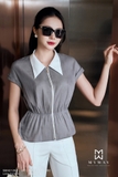 Áo sơ mi bo gấu dáng cổ Đức
