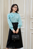 Áo sơ mi dáng suông phối cổ cách điệu