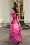 (3 màu) Đầm maxi hoa xoè ba tầng bèo nhún