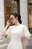 (2 màu) Đầm xoè Tơ tay bồng hoạ tiết butterly