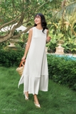 Đầm suông không tay cổ tròn dài qua bắp