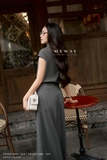 (2 màu) Áo sơ mi croptop bo eo tay hến