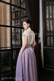 Áo sơ mi ren bo gấu đính hoa