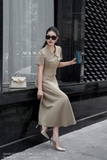 (2 màu) Áo sơ mi cổ Đức không chân cúc bọc