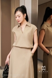 Chân váy xòe Kaki cạp cao