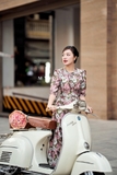 Đầm xòe dự tiệc du xuân tay lỡ
