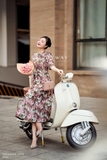 Đầm xòe dự tiệc du xuân tay lỡ