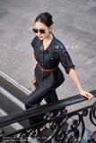 Quần ống suông công sở Cotton Denim Chambray