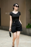 Quần Sooc Thời Trang Ôm A Dài Trên Gối Với Khuy Trang Trí
