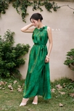 (3 màu) Đầm maxi cổ tròn đính hoa đính ngọc trên mắt cá