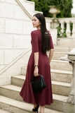 (6 màu) Đầm xòe cổ tròn tay lỡ