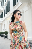 Đầm xòe A-line cổ đổ họa tiết