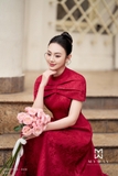 Đầm xòe dự tiệc tay cape