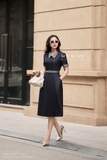 Đầm xòe denim công sở ngắn tay