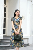 (2 màu) Đầm xoè xếp ly Gabadine ngắn tay