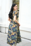 (2 màu) Đầm xoè xếp ly Gabadine ngắn tay