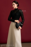 (2 màu) Áo kiểu dáng ôm vừa phối cổ lọ