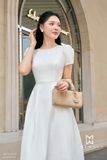 (2 màu) Đầm xoè xếp ly Gabadine ngắn tay