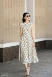 Đầm xòe A-line cổ đổ họa tiết