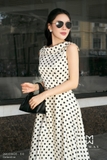 Đầm xòe A-line cổ đổ họa tiết