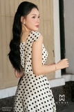 Đầm xòe A-line cổ đổ họa tiết