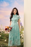 Đầm sơ mi ren hoa vai chờm