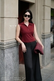 Áo cotton cổ Đức không tay dáng cơ bản