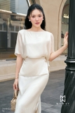 (2 màu) Chân váy chữ A Tơ hai lớp