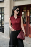 Áo cotton cổ Đức không tay dáng cơ bản