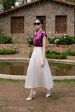 (6 màu) Chân váy xòe họa tiết polka dots sang trọng